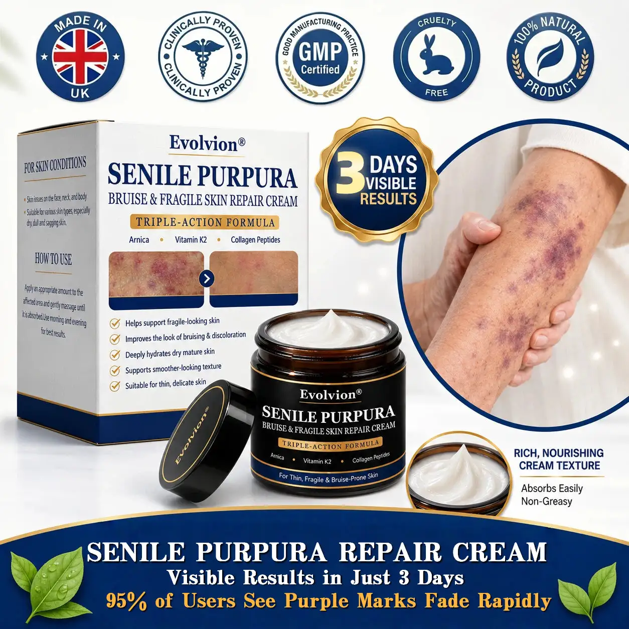 Evolvion® Senile Purpura, Bruise & Fragile Skin Repair Cream